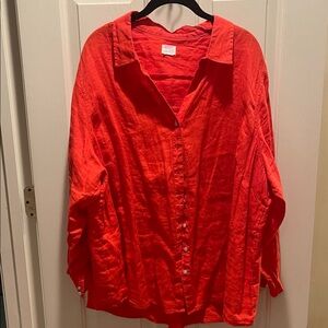 Sigrid Olsen Vibrant Red Button-Down Line Shirt